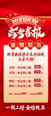 红色喜庆金榜题名喜报展架