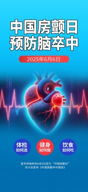 房颤日预防卒中医疗健康宣传海报图片素材