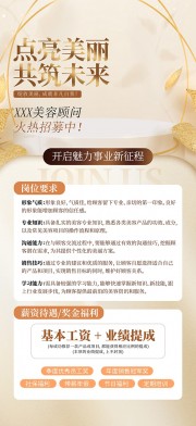简约风美容院医美招聘海报