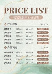 简约质感康复中心价目表设计