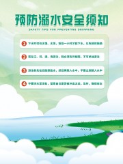 绿色清新预防溺水安全须知宣传海报