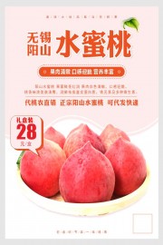 粉色无锡阳山水蜜桃宣传海报
