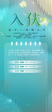 简单卡通入伏夏季养生宣传海报