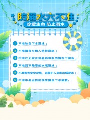 蓝色清新防溺水准则暑期安全知识宣传海报