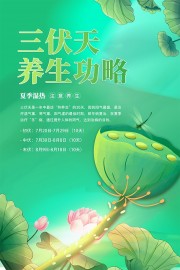 绿色清新三伏天养生宣传海报