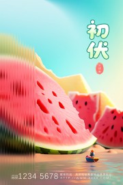 简约大气清新初伏节气宣传海报