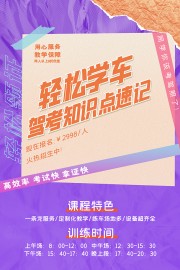 紫色潮流创意驾校招生宣传海报