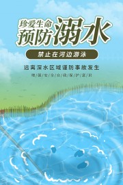 预防溺水安全宣传公益海报图片素材