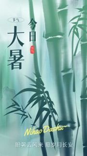 诗意竹韵唯美大暑节气海报