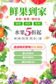 鲜果到家水果外送优惠促销海报
