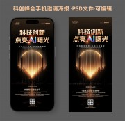 科创AI研讨峰会邀请函海报设计