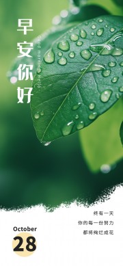 绿色早安你好海报图片