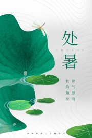 荷叶背景处暑节气海报