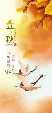 秋风微凉金色立秋节气海报