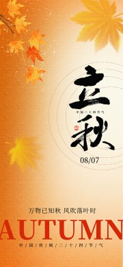 金色秋季立秋节气宣传海报