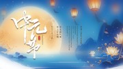 中国风七月半中元思故展板