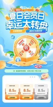幸运大转盘夏日促销海报