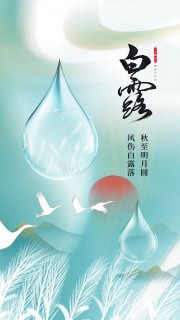 手绘白露节气海报