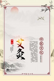 卡通中医文化艾灸科普宣传海报
