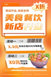 美食餐饮新店开业活动促销海报
