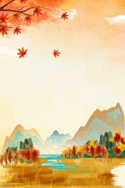 秋天卡通插画背景图片素材