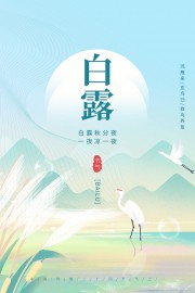 天蓝色背景白露节气海报