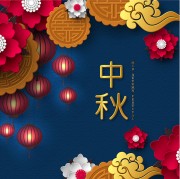 中国风剪纸风中秋月饼包装盒图案