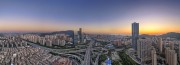 现代都市交通枢纽日落全景图