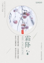 简约霜降二十四节气海报
