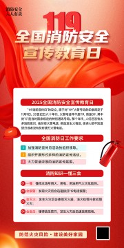 红色全国消防日宣传海报