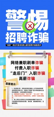 警惕招聘诈骗宣传海报图片