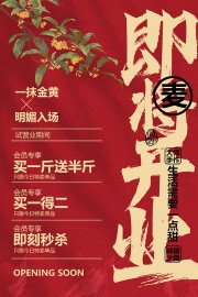 开业预热促销活动红色喜庆海报