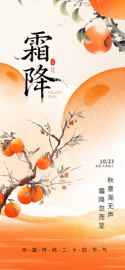 弥散风霜降节气手机海报