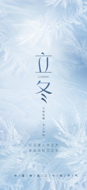 霜冻主题立冬节气移动端海报
