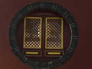 中式圆形花窗特写