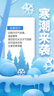 寒潮来袭温馨提示海报图片
