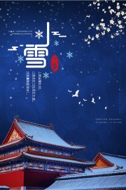 蓝色小雪节气广告