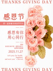感恩有你用心同行感恩节活动海报