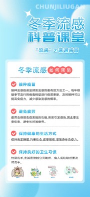 简约创意冬季流感科普知识宣传海报