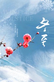 蓝色冬至节气广告