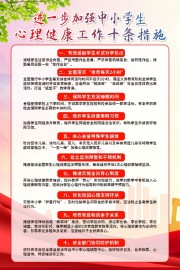 中小学生心理健康工作十条措施海报