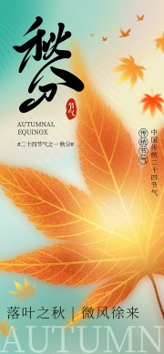 枫叶秋分节气海报