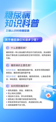 蓝色高端糖尿病预防宣传海报