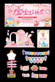 生日派对生日快乐整套活动物料展板