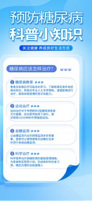 简约蓝色糖尿病科普知识宣传海报