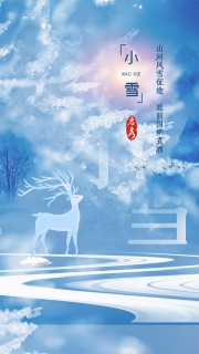 蓝色小雪节气宣传手机海报