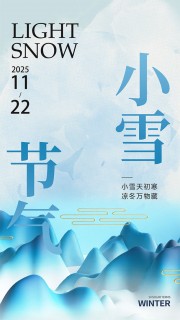 简洁大气二十四节气小雪海报