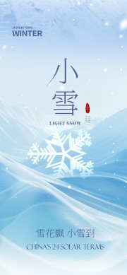 清冷蓝色二十四节气小雪广告