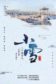 蓝色小雪节气海报