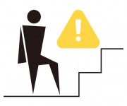 小心台阶抽象风格安全警示牌图片